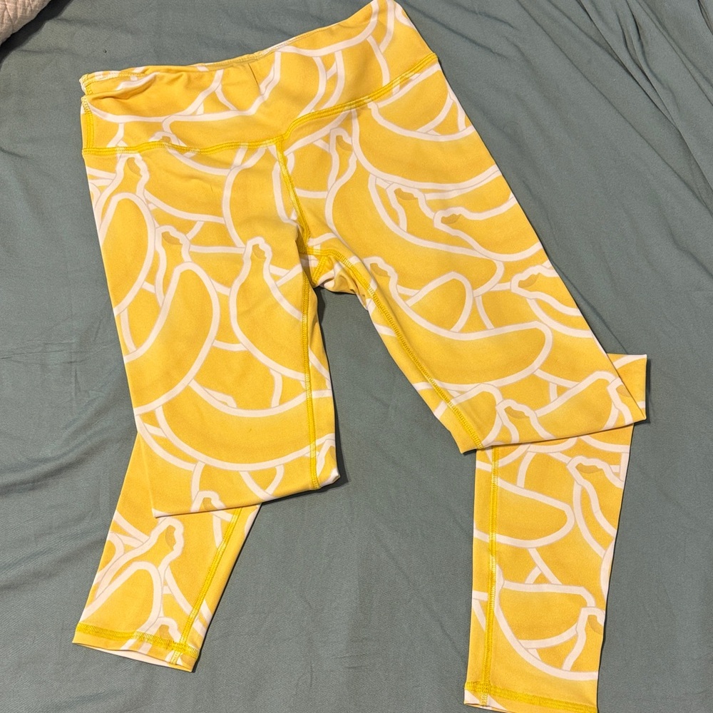 Vibrant Yellow Banana Print Leggings